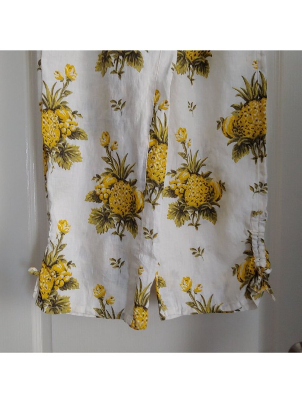 Tahari Womens Linen Pants Pineapple Print Elastic Waist Summer Beach Resort M - Picture 6 of 10